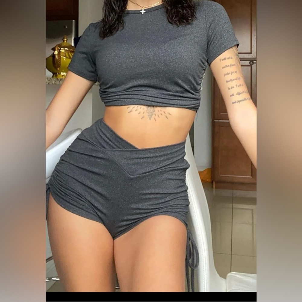 Backless Short Set Charcoal